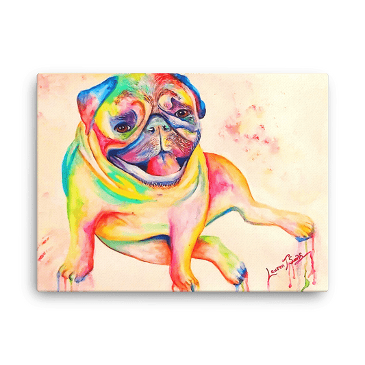 Lauren T Smith Art Studio 18×24 Pugga The Happy Pug