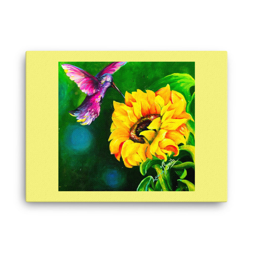 Lauren T Smith Art Studio Gift Shop 18″×24″ All Things Bright and Beautiful, Sunflower Painting, Hummingbird Painting, Nature Painting, Flower Painting,