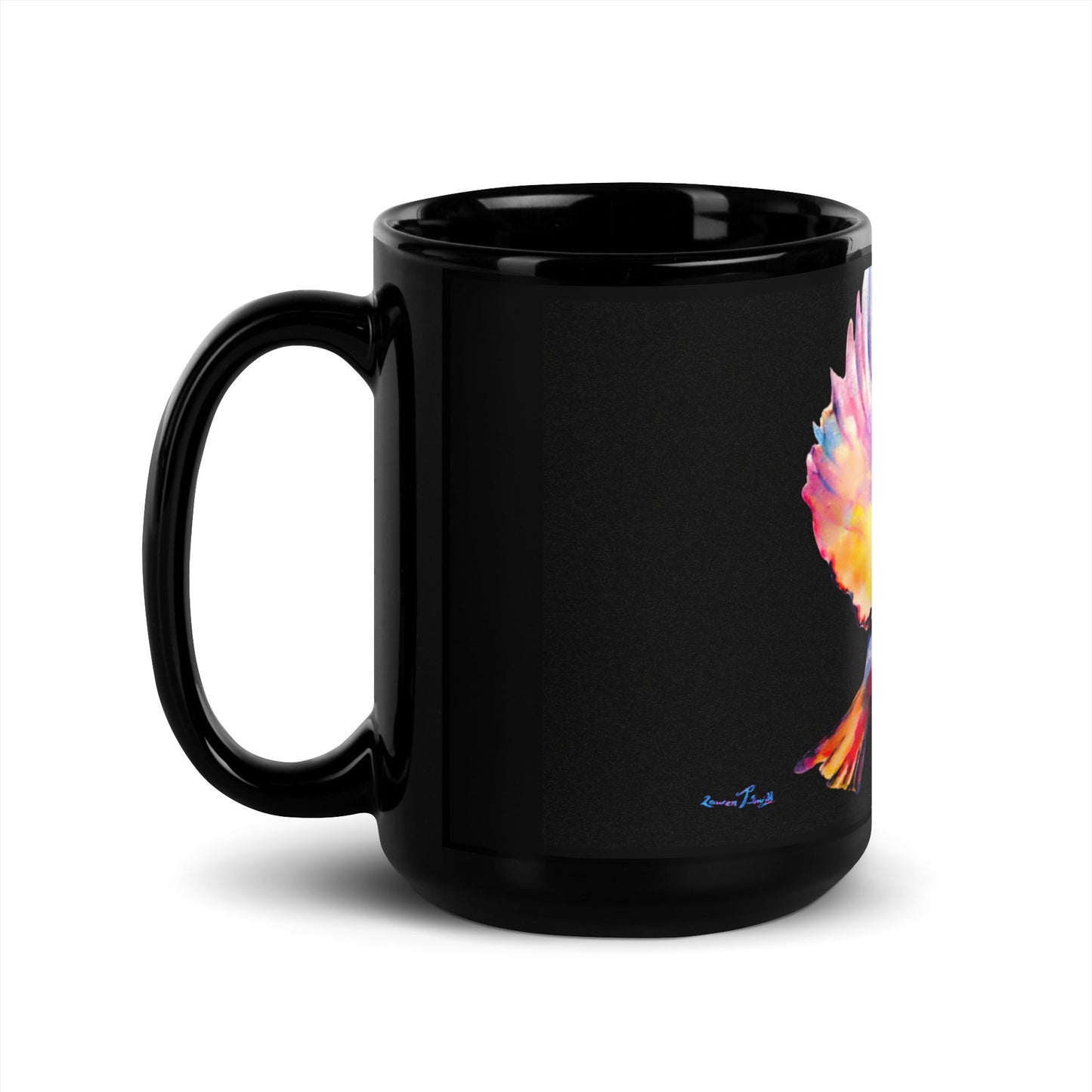 Lauren T SmLauren T Smith Art Studio Gift Shop Black Glossy Mug, bird mug, animal lovers mug, unique mug, art mug, colorful mug, inspirational mug, collectible mug, fun mug, funny mug, original mug, tea cup, designer mugi  Art Studio Gift Shop Black Glossy Mug