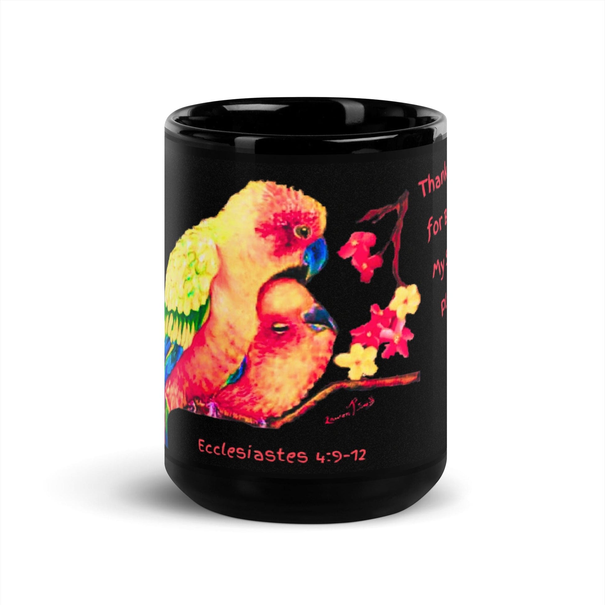 Lauren T Smith Art Studio Gift Shop Black Glossy Mug, bird mug, animal lovers mug, unique mug, art mug, colorful mug, inspirational mug, collectible mug, fun mug, funny mug, original mug, tea cup, designer mug