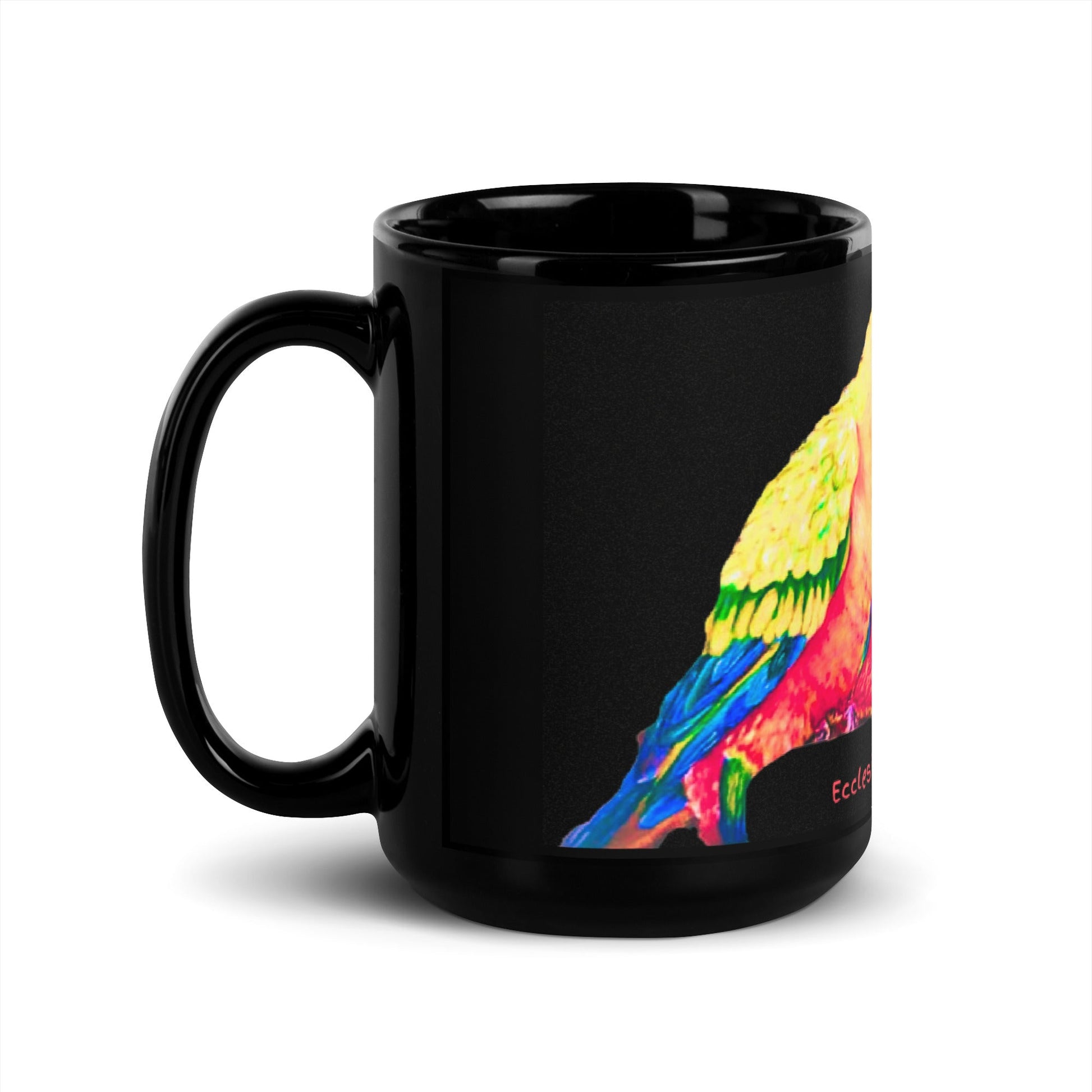 Lauren T Smith Art Studio Gift Shop Black Glossy Mug, bird mug, animal lovers mug, unique mug, art mug, colorful mug, inspirational mug, collectible mug, fun mug, funny mug, original mug, tea cup, designer mugLauren T Smith Art Studio Gift Shop Black Glossy Mug