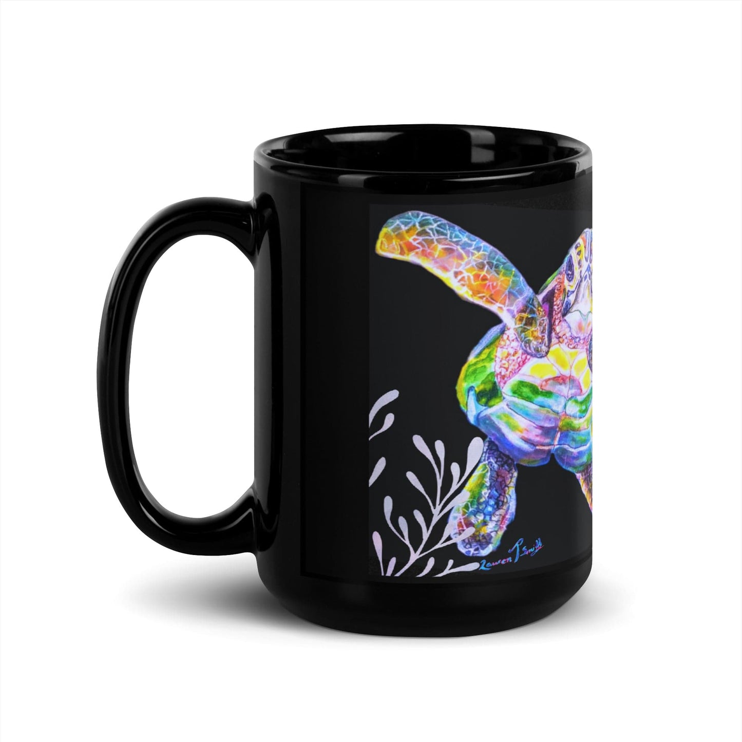 Lauren T Smith Art Studio Gift Shop Black Glossy Mug, bird mug, animal lovers mug, unique mug, art mug, colorful mug, inspirational mug, collectible mug, fun mug, funny mug, original mug, tea cup, designer mugLauren T Smith Art Studio Gift Shop Black Glossy Mug